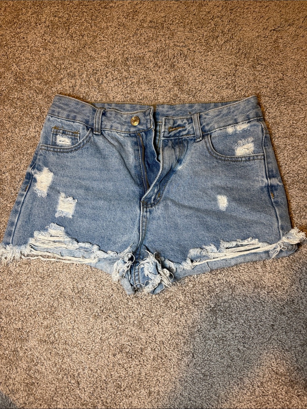 Distressed Light Blue Denim Women's Shorts